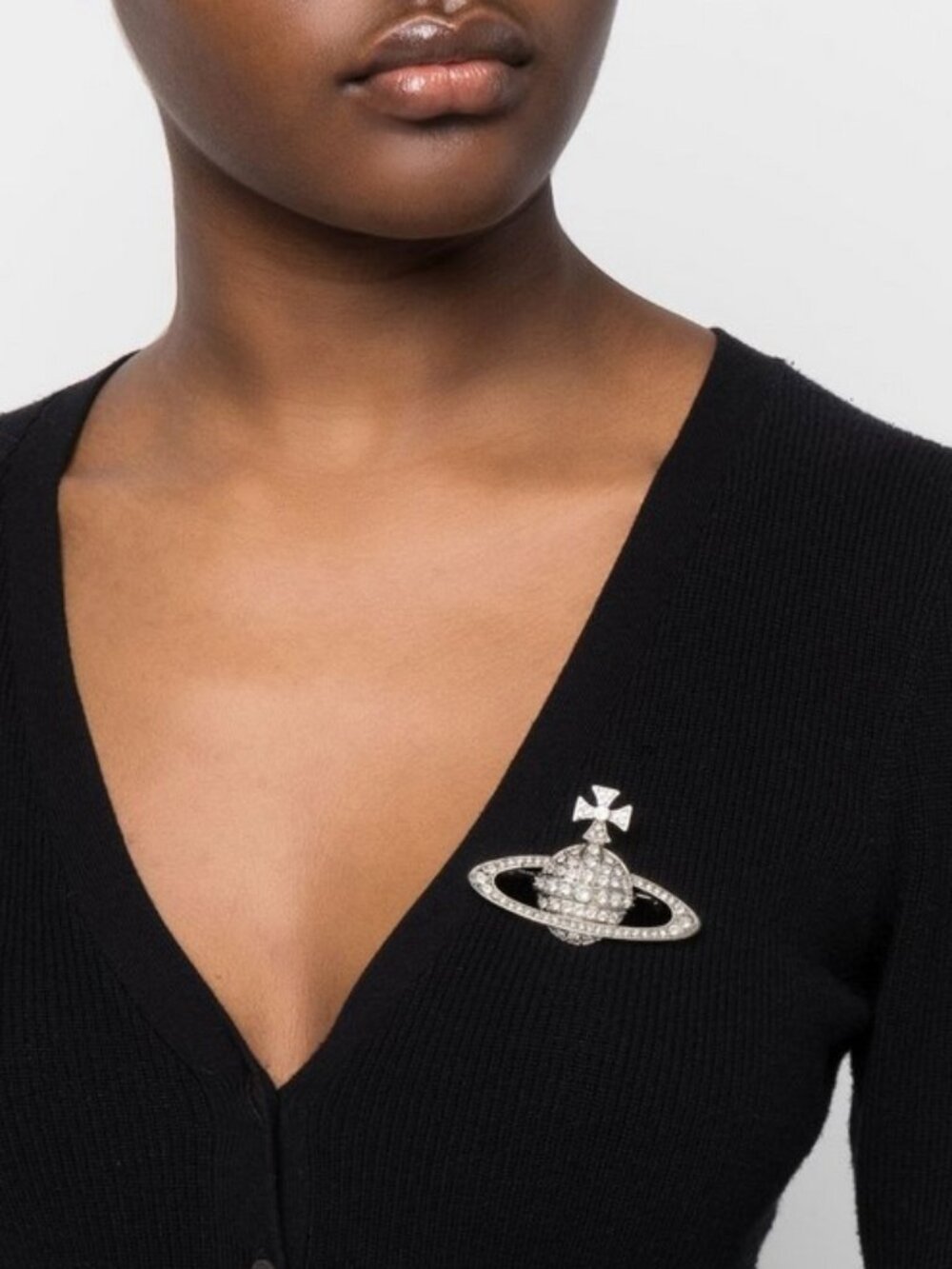 Vivienne Westwood Silver Bas Relief Orb Brooch